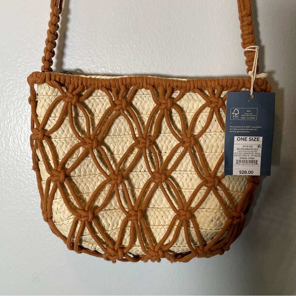 Universal Thread Women’s Natural Straw Crossbody Bag Brown Boho